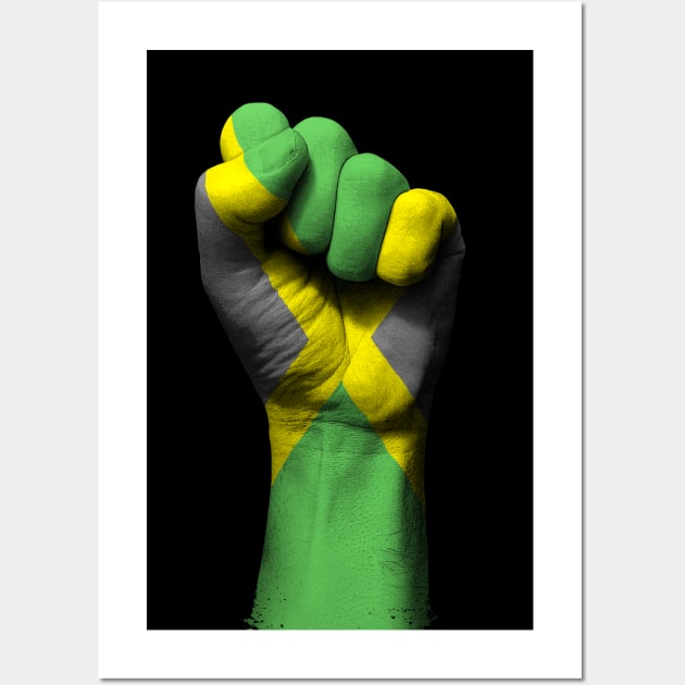 Flag of Jamaica on a Raised Clenched Fist Wall Art by jeffbartels